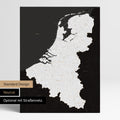 Neutrale Standard Ausführung der detaillierten Benelux-Karte als Pinnwand Leinwand in Schwarz-Weiss ohne Personalisierung