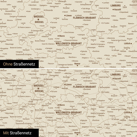 Benelux Push Pin Map TRAVEL® (Pinboard) – Treasure Gold