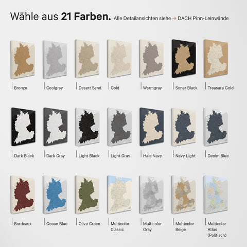 DACH Region Map TRAVEL® Premium Poster – in 21 colors