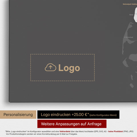 Dänemark-Karte TRAVEL® Pinn-Leinwand – Dark Gray