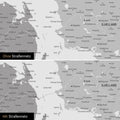 Dänemark-Karte Pinn-Leinwand in Multicolor Gray mit optional  eingedrucktem Straßennetz aus Autobahnen und Landstraßen