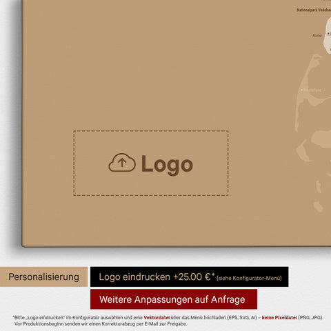 Dänemark-Karte TRAVEL® Pinn-Leinwand – Treasure Gold