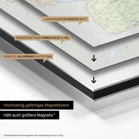 Magnetische Deutschland-Karte TRAVEL® Magnetboard – Multicolor Atlas