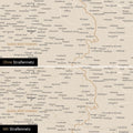 Magnetische Deutschland-Karte in Gold mit optionalem Straßennetz von Autobahnen und Landstraßen