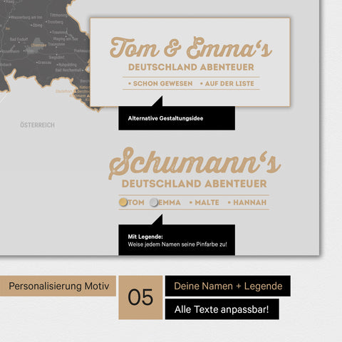 Weltkarte als Deutschland-Karte in Light Gray mit Eindruck eines Firmenlogos