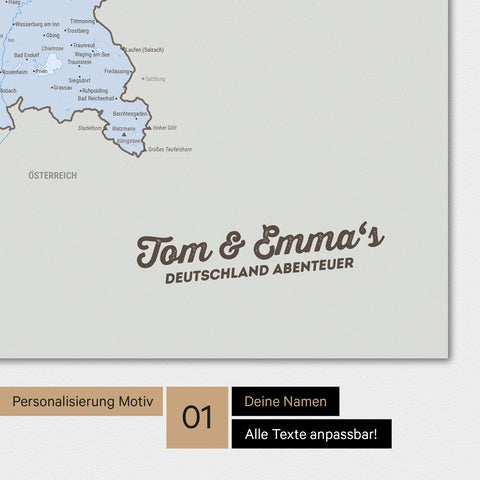 Magnetische Deutschland-Karte als Magnetboard in Multicolor Atlas mit Personalisierung und eigedruckten Namen