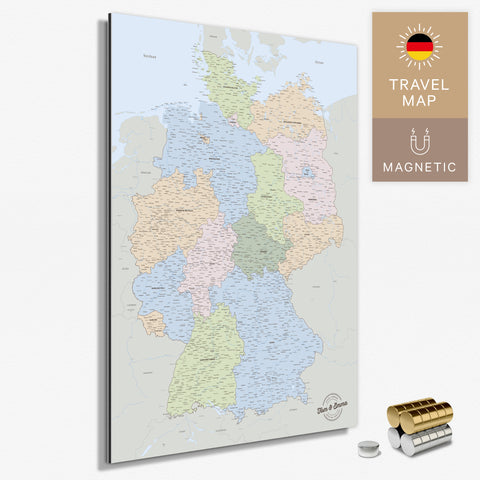 Magnetische Deutschland-Karte in Multicolor Atlas als Magnetboard zum Pinnen und Markieren von Reisezielen kaufen