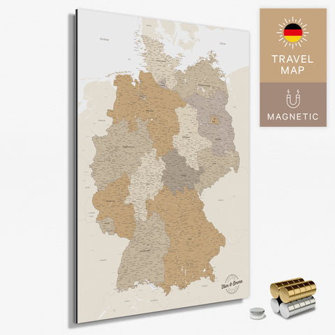 Magnetische Deutschland-Karte in Multicolor Beige als Magnetboard zum Pinnen und Markieren von Reisezielen kaufen