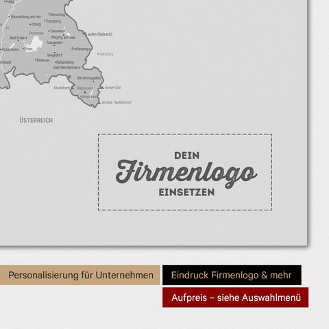 Weltkarte als Deutschland-Karte in Multicolor Gray mit Eindruck eines Firmenlogos