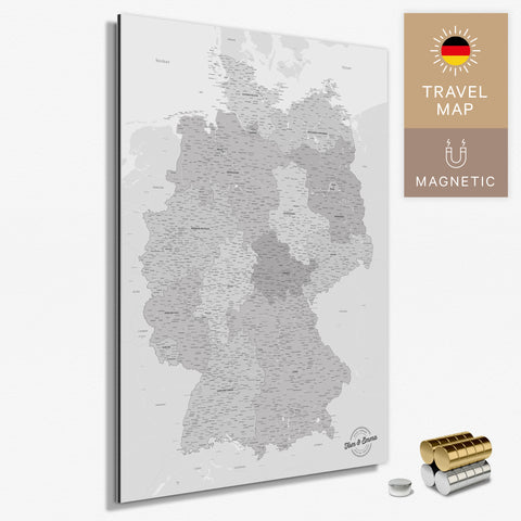 Magnetische Deutschland-Karte in Multicolor Gray als Magnetboard zum Pinnen und Markieren von Reisezielen kaufen