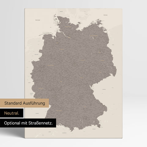 Germany Map TRAVEL® Canvas Push Pin Board – Warmgray