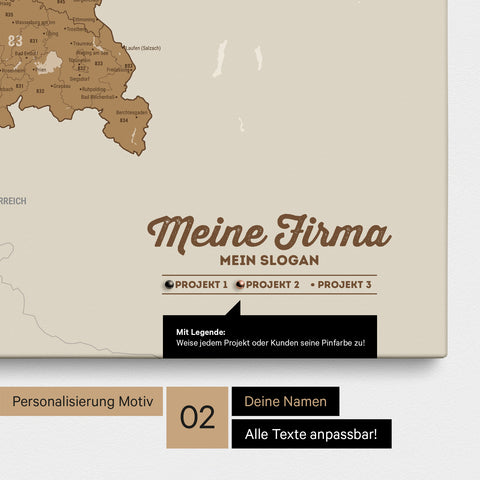 Carte d'Allemagne PLZ® (Codes postaux à 1-2-3 chiffres) Carte à épingles – Bronze