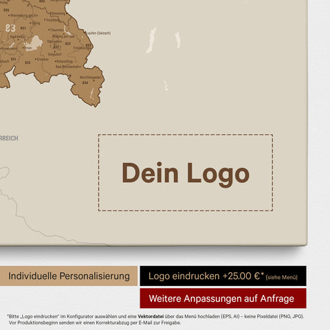 Carte d'Allemagne PLZ® (Codes postaux à 1-2-3 chiffres) Carte à épingles – Bronze