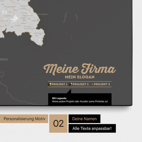 Carte d'Allemagne PLZ® (Codes postaux à 1-2-3 chiffres) Carte à épingles – Gris foncé