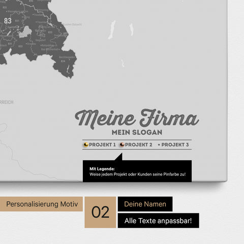 Carte d'Allemagne PLZ® (Codes postaux à 1-2-3 chiffres) Carte à épingles – Gris clair