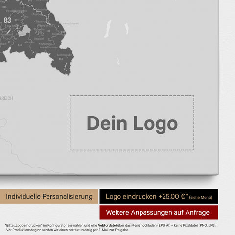 Carte d'Allemagne PLZ® (Codes postaux à 1-2-3 chiffres) Carte à épingles – Gris clair