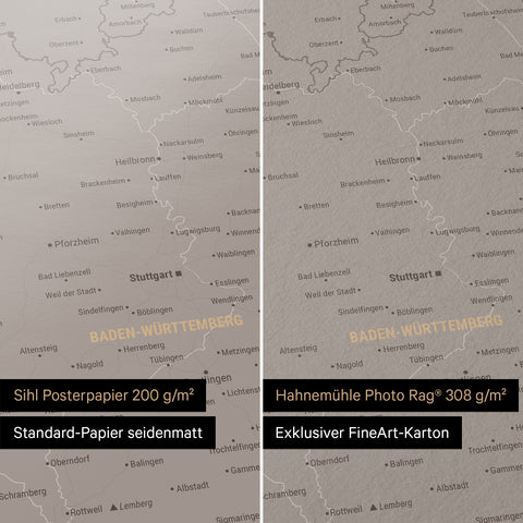 Germany Map TRAVEL® Premium Poster – Warmgray