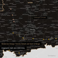 Ausschnitte einer Deutschlandkarte mit Bayern als Poster in Light Black mit Bergen, Seen und 2.500 Orten