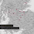 Detail of an England & Great Britain map as a Cool Gray pinboard canvas with a map section of Scotland