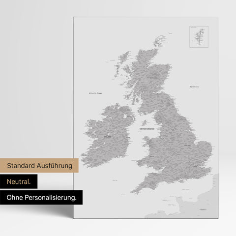 Neutral version of an England & Great Britain map in Cool Gray, without personalization