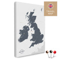 Map of England & Great Britain with Ireland in Denim Blue as a Push Pin Map canvas for pinning and marking travel destinations