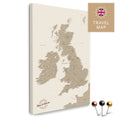 Englandkarte mit Irland in Farbe Desert Sand (Beige) als Pinnwand Leinwand zum Pinnen und Markieren von Reisezielen