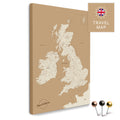 Englandkarte mit Irland in Farbe Treasure Gold (Gold-Beige) als Pinnwand Leinwand zum Pinnen und Markieren von Reisezielen