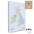 Political England & Great Britain Map with Ireland in Multicolor Atlas as a Push Pin Map Canvas for Pinning and Marking Travel Destinations