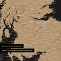 Detail of an England & Great Britain map as a Sonar Black (black-and-gold) pinboard canvas, featuring a map section of Scotland