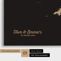 England & Great Britain Map Push Pin Map in Sonar Black (Black-Gold) with Personalized Text
