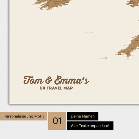 UK England Map TRAVEL® Design Premium Poster – 21 colors