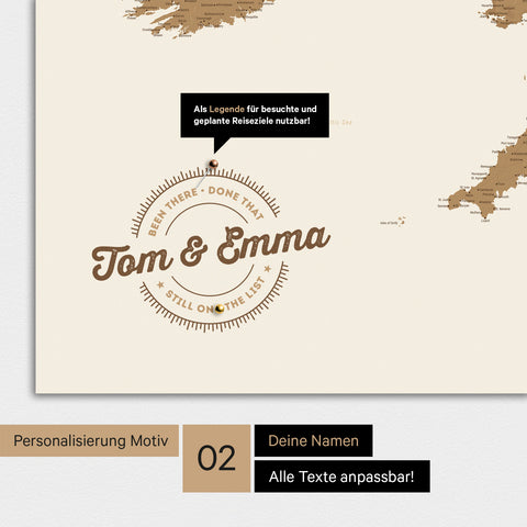 UK England Map TRAVEL® Design Premium Poster – 21 colors