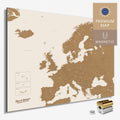 Magnetische Europakarte in der Farbe Bronze in einem modernen, minimalistischem Design als Magnetboard zum Pinnen und Markieren von Reisezielen kaufen