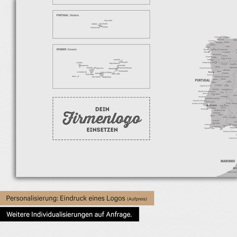 Magnetische Europa-Karte TRAVEL® Magnetboard – Coolgray (Hellgrau)