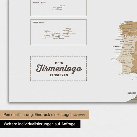 Magnetische Europa-Karte TRAVEL® Magnetboard – Multicolor Beige