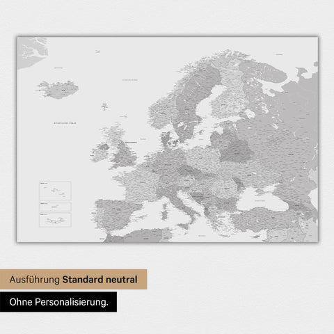 Neutrale und schlichte Ausführung einer magnetischen Europakarte in Multicolor Gray