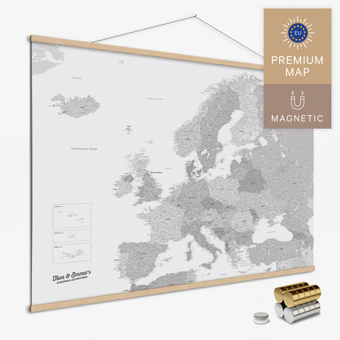 Magnetische Europakarte Magnet-Poster in der Farbe Multicolor Gray in modernem, minimalistischen Design zum Pinnen und Markieren von Reisezielen kaufen