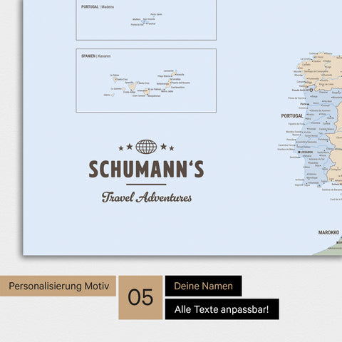 Magnetische Politische Europa-Karte in einem modernen Design in Multicolor Atlas als Magnetboard mit Personalisierung als Logo mit einer Weltkugel