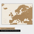 Neutrale Ausführung einer Landkarte von Europa als Poster in der Farbe Bronze