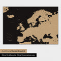 Neutrale Ausführung einer Landkarte von Europa als Poster in der Farbe Sonar Black (Schwarz-Gold)