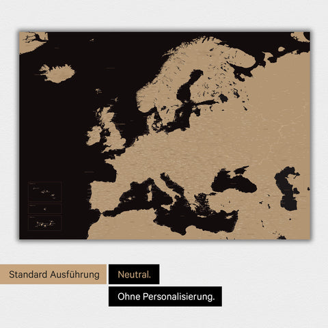 Neutrale Ausführung eines Europa Reise Poster in Sonar Black