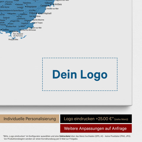 France Push Pin Map TRAVEL® (Pinboard) – Ocean Blue