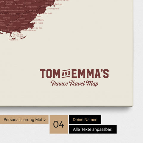 Carte de France TRAVEL® à épingles – Bordeaux Rouge