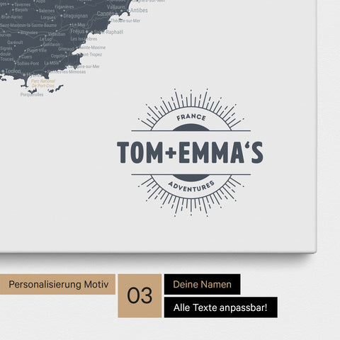 France Push Pin Map TRAVEL® (Pinboard) – Denim Blue