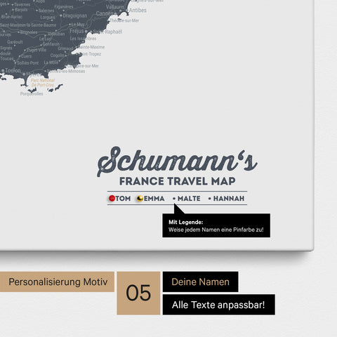 France Push Pin Map TRAVEL® (Pinboard) – Denim Blue