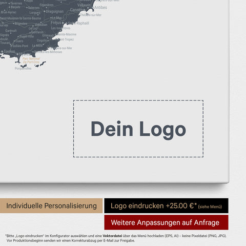 France Push Pin Map TRAVEL® (Pinboard) – Denim Blue