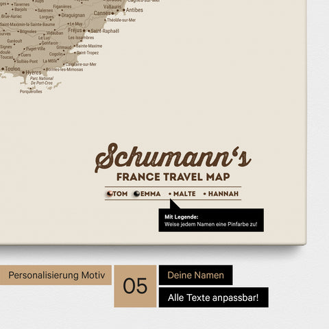 Carte de France TRAVEL® à épingles – Desert Sand