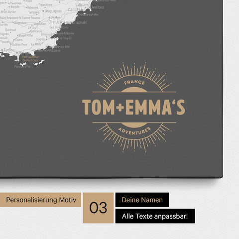 France Push Pin Map TRAVEL® (Pinboard) – Dark Gray