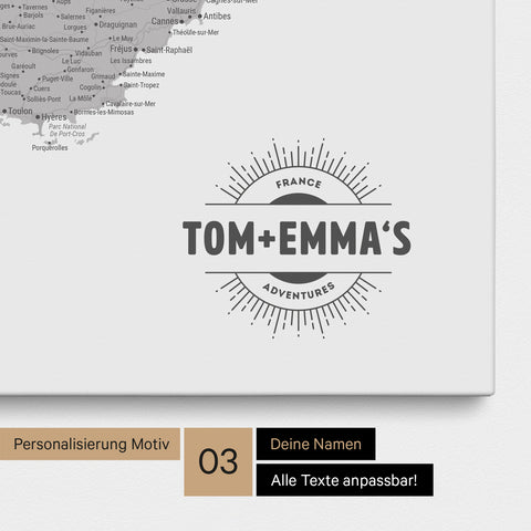 Carte de France TRAVEL® à épingles – Coolgray