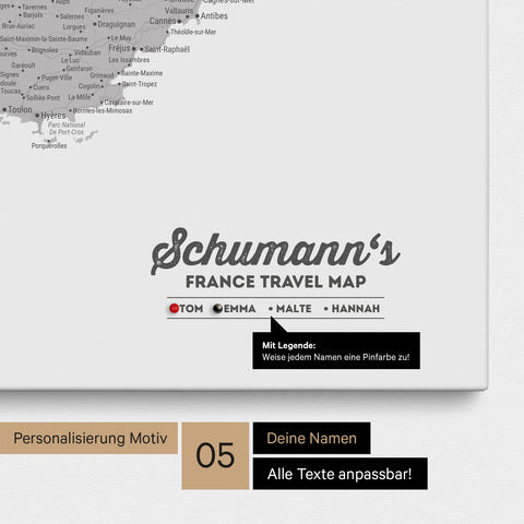 Carte de France TRAVEL® à épingles – Coolgray